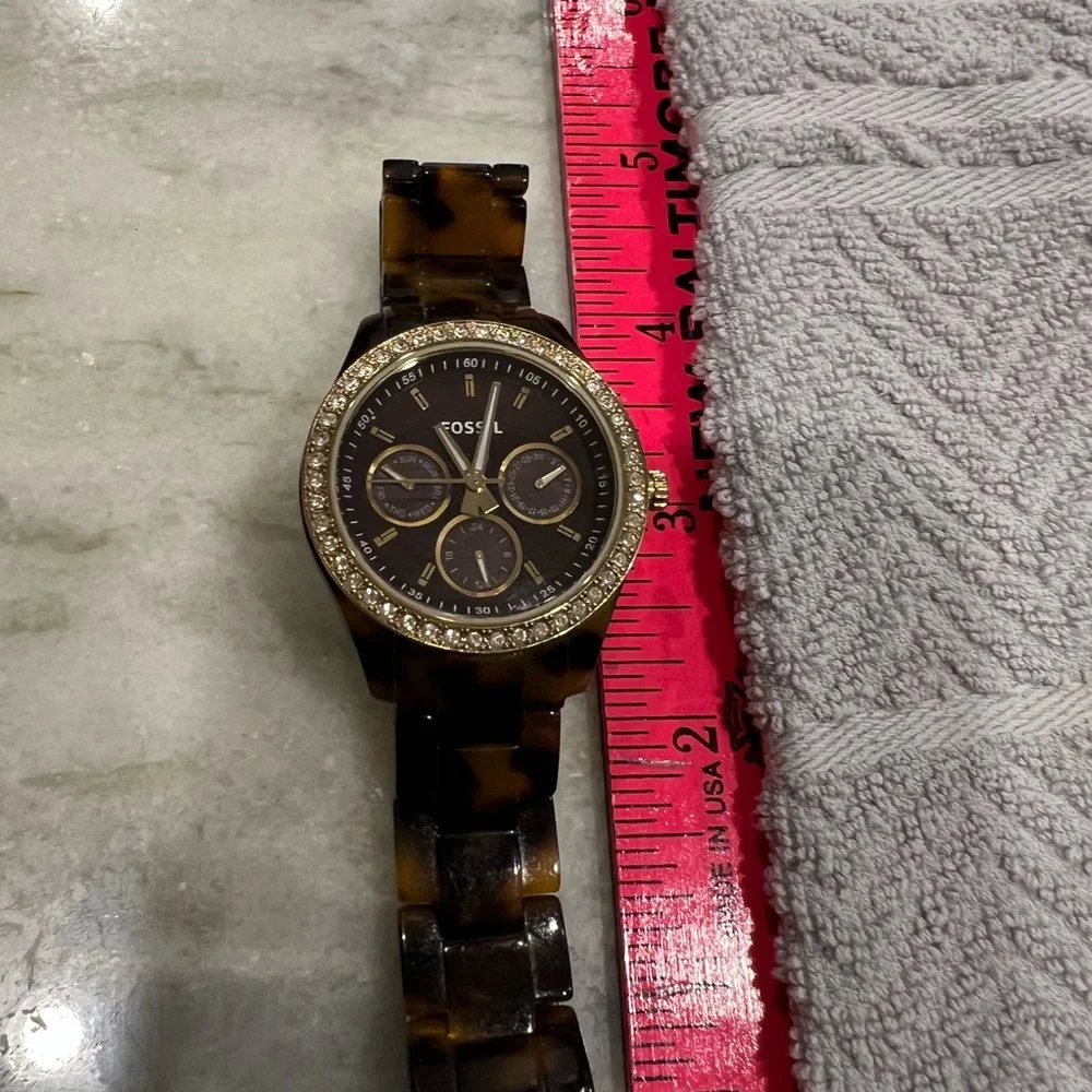 Womens fossil brand watch-tortoise parters band w gold head - Picture 1 of 6